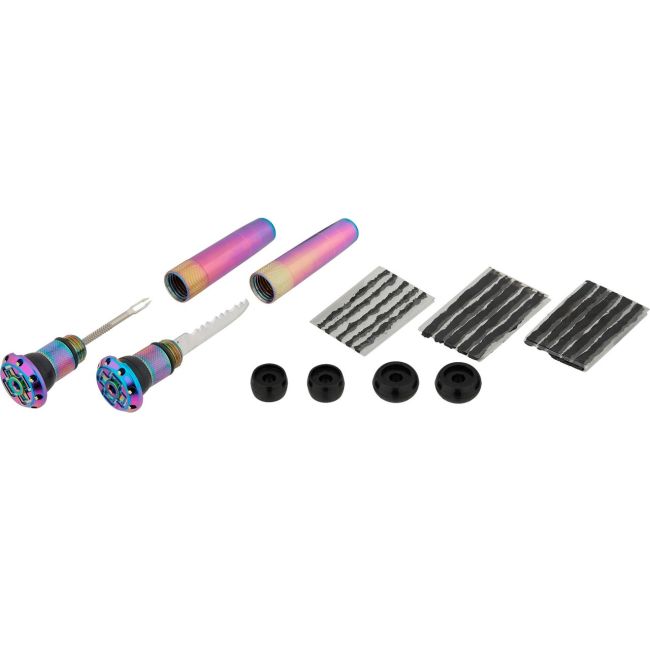 Muc-Off - Kit reparatie fisura anvelopa bicicleta Stealth Tubeless Puncture Plug - albastru verde irizat