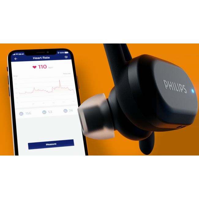 Philips Casti audio Sport seria 7000 in-aer TAA7306BK/00 Bluetooth cu senzor puls, curatare UV, protectie IP57 apa si praf autonomie 24 ore