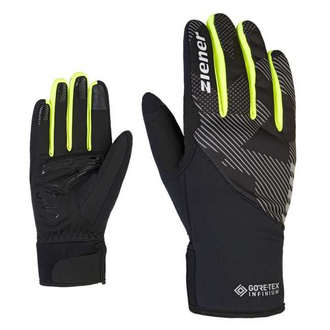 Ziener - manusi ciclism pentru adulti degete lungi Dagur GTX INF Touch - negru gri inchis ink verde fluo