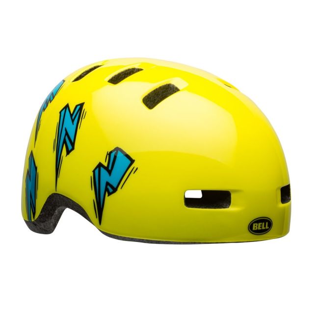 Bell - casca bicicleta urbana pentru copii Lil Ripper - Jugend - 46-52cm - galben hi-viz traznete albastre