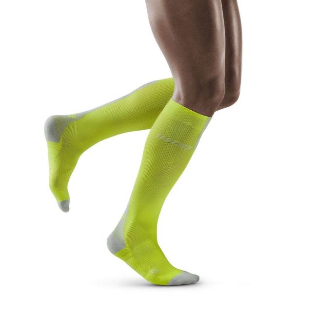 CEP - Sosete compresie alergare pentru barbati 3.0 men socks - galben lime gri deschis
