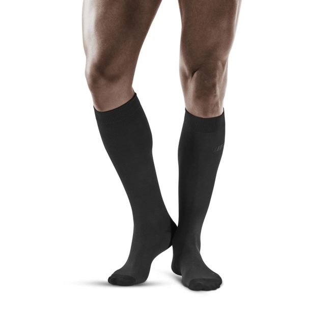 CEP - Sosete de compresie pentru barbati Business Commuter Tall Compression Socks - gri inchis negru