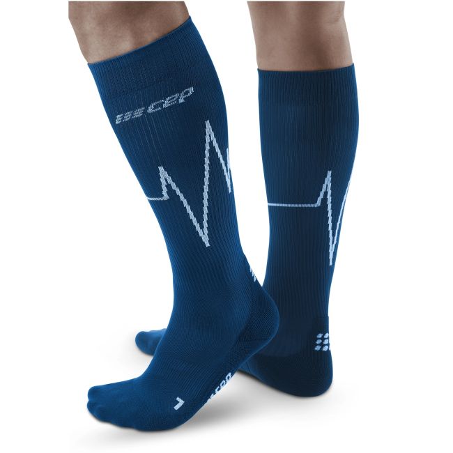 CEP - Sosete de compresie pentru barbati Heartbeat man Tall comp - albastru ocean wave