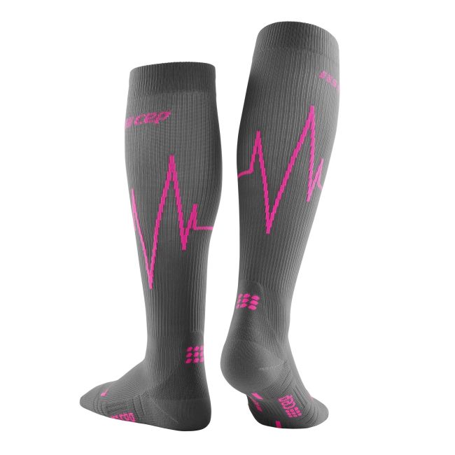 CEP - Sosete de compresie pentru femei Heartbeat Woman Tall comp  - gri roz vulcan flame