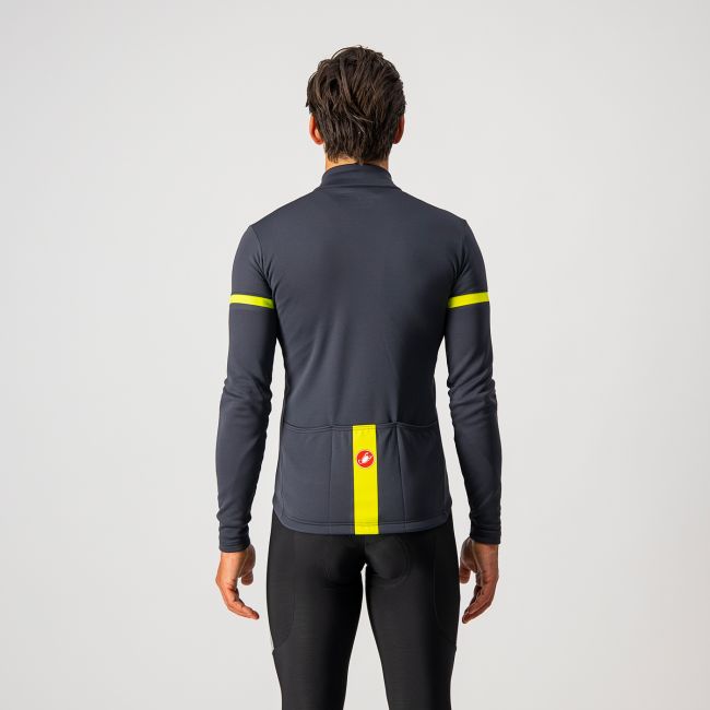 Castelli - bluza ciclism maneca lunga Fondo 2 Jersey FZ - gri-galben fluo