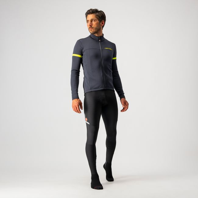 Castelli - bluza ciclism maneca lunga Fondo 2 Jersey FZ - gri-galben fluo