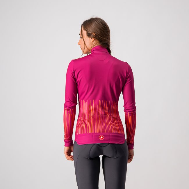 Castelli Sorpresa Jersey FZ - bluza ciclism pentru femei cu maneca lunga - magenta-portocaliu