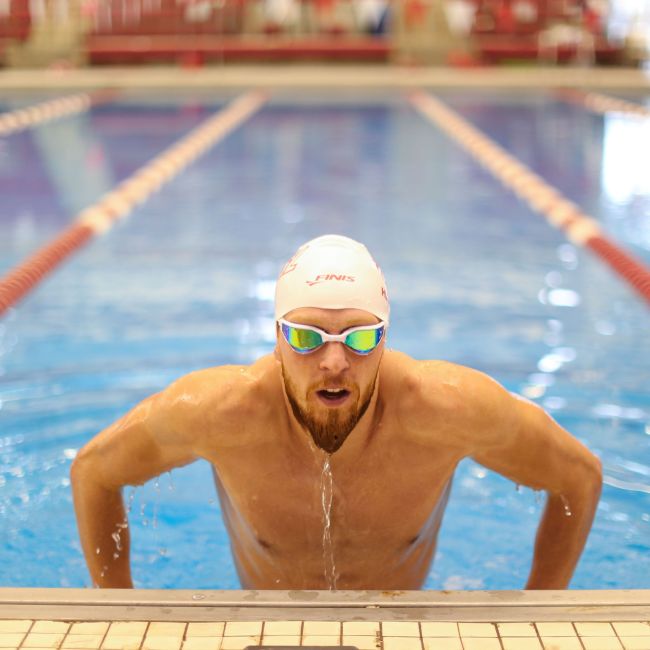 Finis - ochelari inot pentru triatlon Hayden Goggles - alb cu lentila oglinda mov
