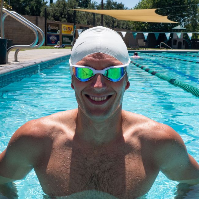 Finis - ochelari inot pentru triatlon Hayden Goggles - alb cu lentila oglinda mov