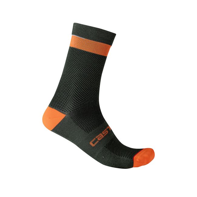 Castelli - sosete ciclism pentru iarna - Alpha 18 - verde-portocaliu
