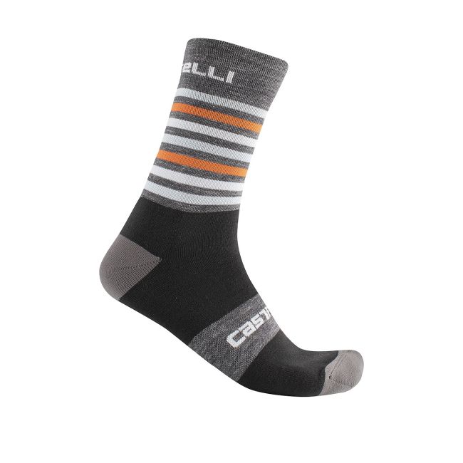 Castelli - sosete ciclism pentru iarna - Quindici Soft - gri-portocaliu