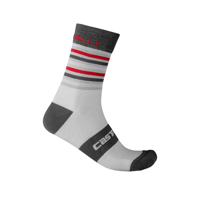 Castelli - sosete ciclism pentru iarna - Quindici Soft - gri-rosu