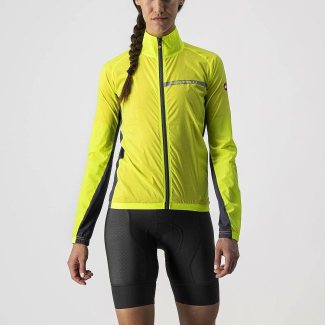Castelli Squadra Stretch W - jacheta ciclism anti vant pentru femei - galben-fluo