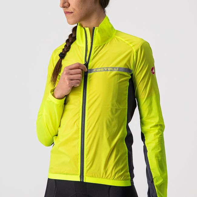 Castelli Squadra Stretch W - jacheta ciclism anti vant pentru femei - galben-fluo