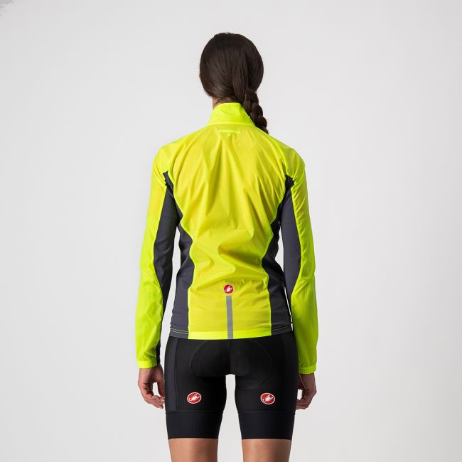 Castelli Squadra Stretch W - jacheta ciclism anti vant pentru femei - galben-fluo