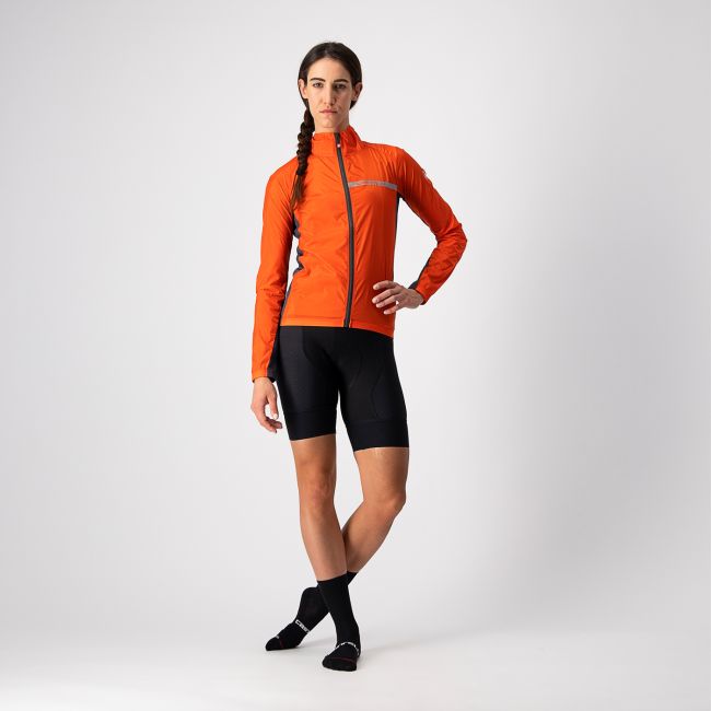 Castelli Squadra Stretch W - jacheta ciclism anti vant pentru femei - portocaliu-gri