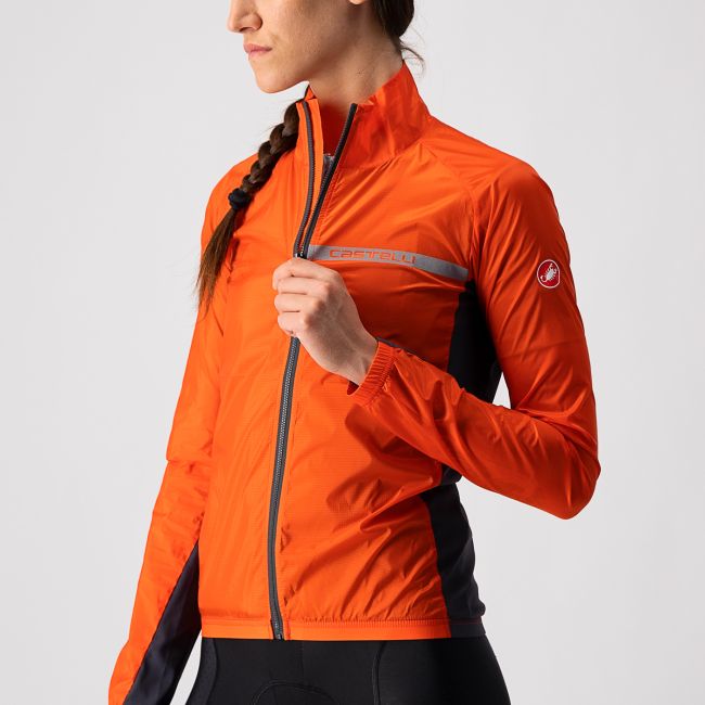 Castelli Squadra Stretch W - jacheta ciclism anti vant pentru femei - portocaliu-gri