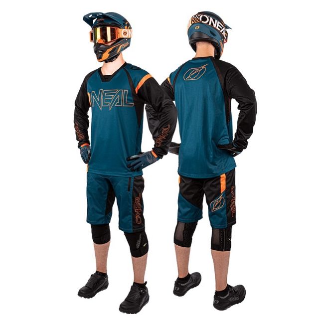 O-Neal - Pantaloni scurti ciclism MTB pentru barbati Element FR hybrid - albastru petrol negru portocaliu