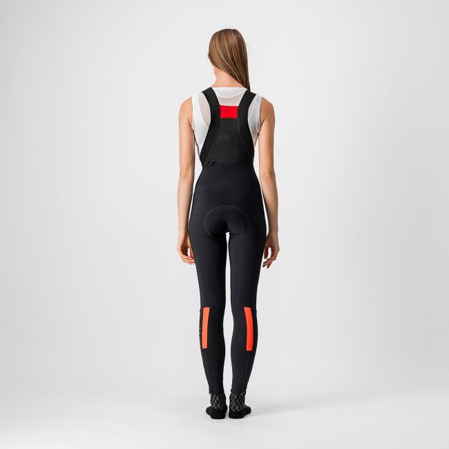 Castelli - Pantaloni lungi ciclism cu bretele pentru iarna si vreme rece pentru femei - Sorpasso Ros W bibtight - negru roz brilliant