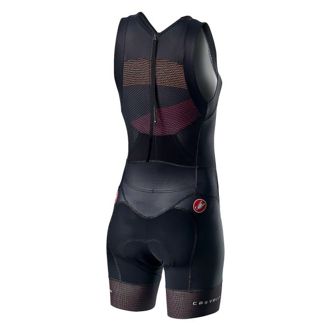 Castelli - costum trisuit triatlon pentru femei, fara maneca Free W ITU suit - negru dungi multicolore
