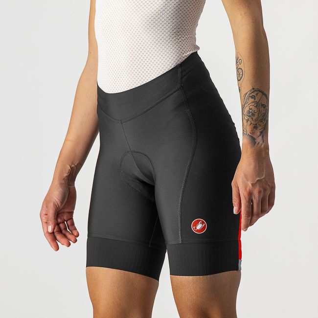 Castelli - pantaloni scurti ciclism pentru femei Velocissima 2 shorts - negru rosu
