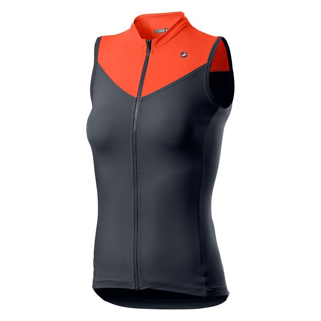 Castelli - tricou pentru ciclism fara maneci pentru femei Solaris sleeveless jersey - albastru inchis steel roz portocaliu