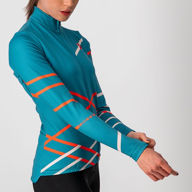 Castelli Diagonal Jersey FZ - bluza ciclism pentru femei cu maneca lunga - turcoaz
