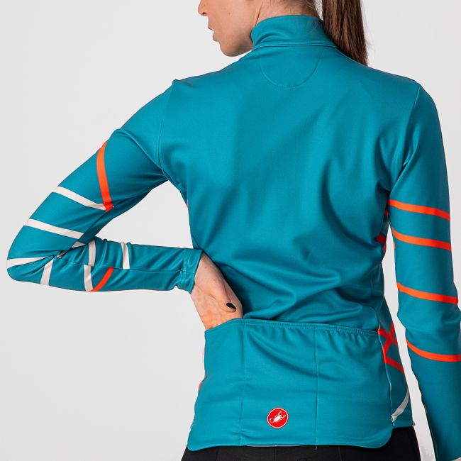 Castelli Diagonal Jersey FZ - bluza ciclism pentru femei cu maneca lunga - turcoaz