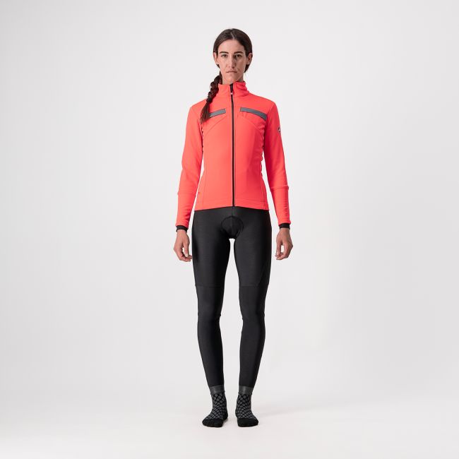 Castelli Dinamica - jacheta ciclism pentru femei cu Gore-Tex Infinium - roz cu elemente reflectorizante