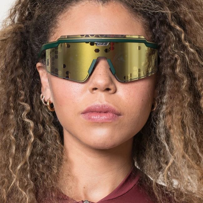 NRC - ochelari soare sport Luxe.65 Oro, lentile Allmat+ oglinda galbene aurii - rama neagra aurie