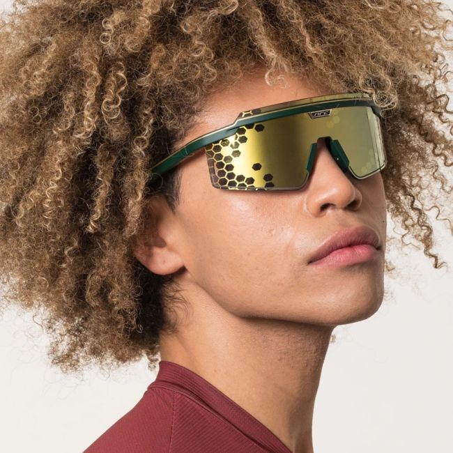 NRC - ochelari soare sport Luxe.65 Oro, lentile Allmat+ oglinda galbene aurii - rama neagra aurie
