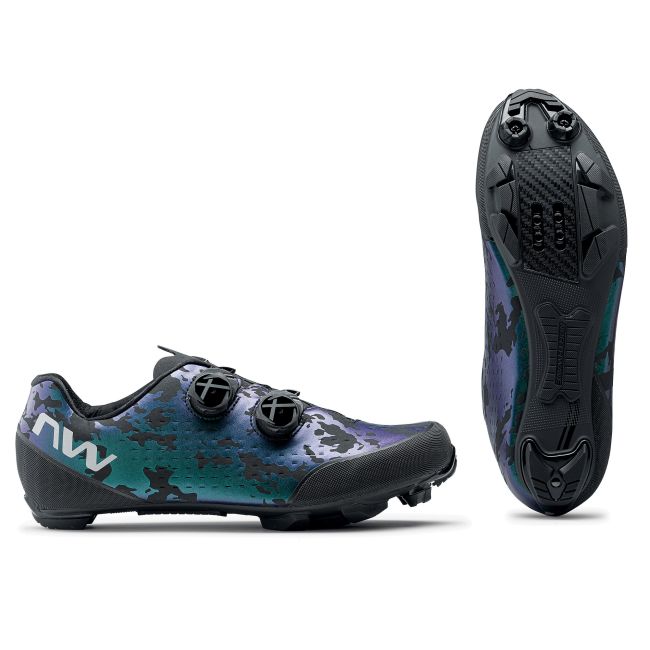 Northwave Rebel 3 - pantofi pentru ciclism MTB XC - albastru verde irizat negru