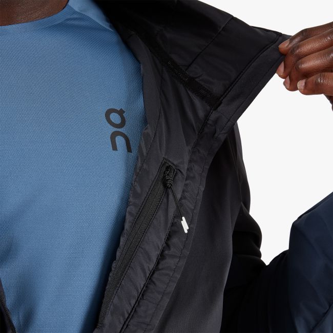 On - jacheta termica alergare pentru barbati, protectie vant si ploaie On Insulator jacket - negru albastru inchis