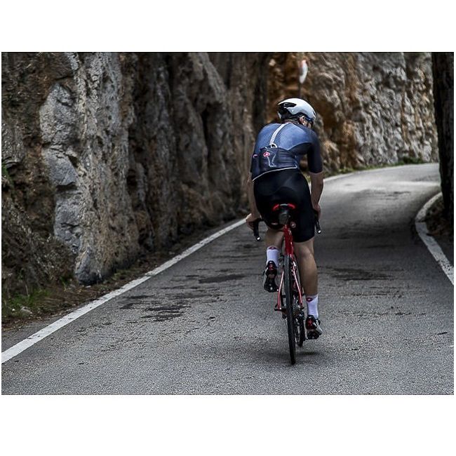Castelli Free Aero Race 4 - pantaloni scurti pentru ciclism cu bretele - albastru savile gri