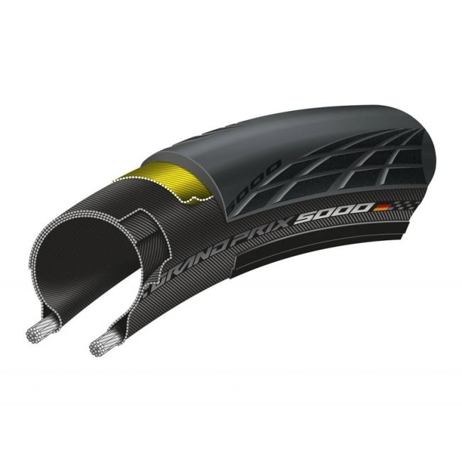 Continental - anvelopa bicicleta sosea Grand Prix 5000, pliabila, 700x25C - 25-622 - negru crem