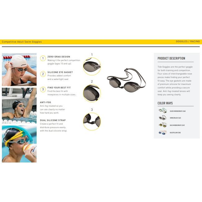 Finis - ochelari inot adulti Tide Goggles - gri fumuriu negru