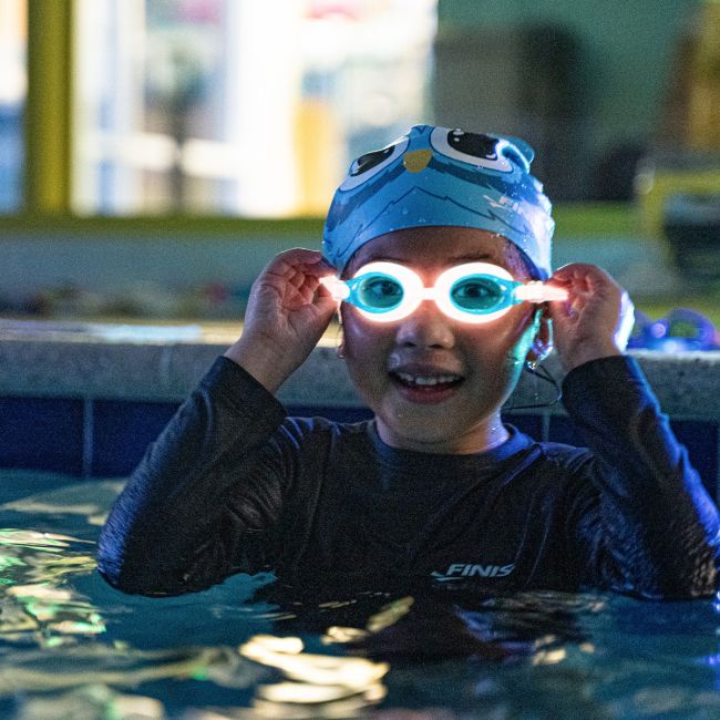 Finis - ochelari inot vizibilitate sporita pentru copii FlowGlows (Glow in the dark) Goggles - roz