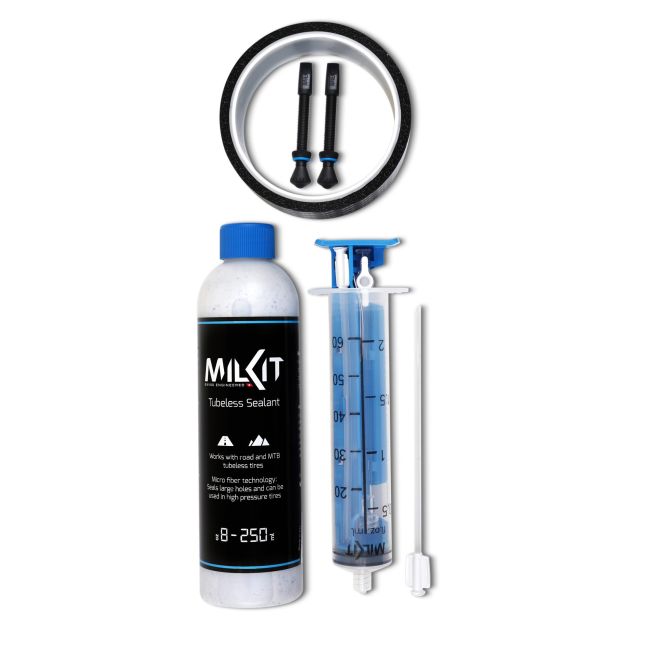 Milkit - kit conversie anvelopa Bicicleta la tubeless, valva 45mm si banda 25mm