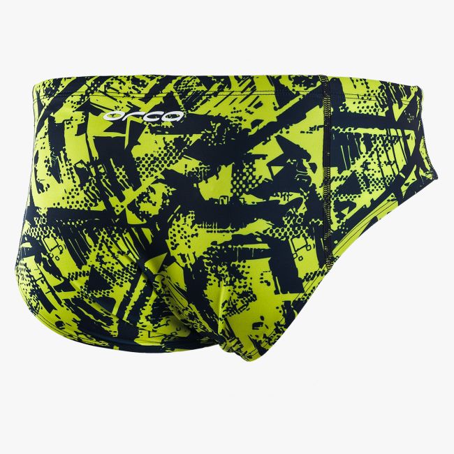 Orca - Slip inot pentru barbati Brief swimsuit - print albastru royal verde lime