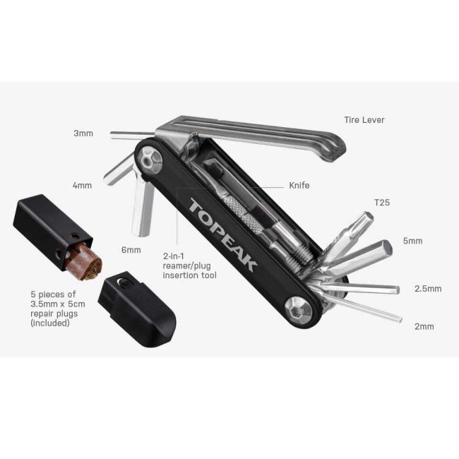 Topeak - Set unelte Bicicleta, antipana tubeless Tubi 11 Combo multitool - argintiu auriu