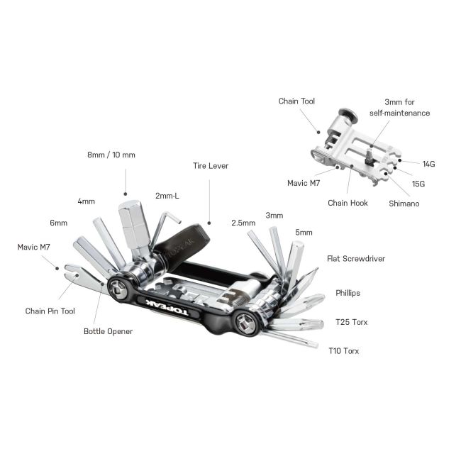 Topeak - set chei bicicleta Mini 20 Pro multitool - argintiu