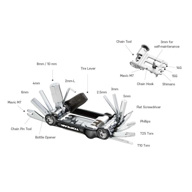 Topeak - set chei bicicleta Mini 20Pro multitool, 23 functii - argintiu
