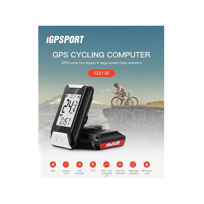 iGPSport - Computer bicicleta cu GPS (Ciclocomputer) IGS130 GPS - negru gri