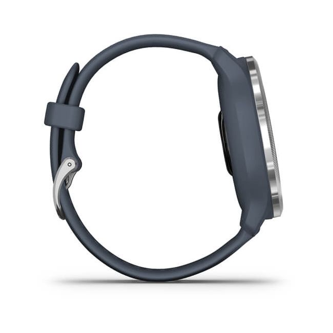 Garmin - Venu 2 smartwatch cu GPS și AMOLED - rama argintie și carcasă albastru-granit cu brățară din silicon