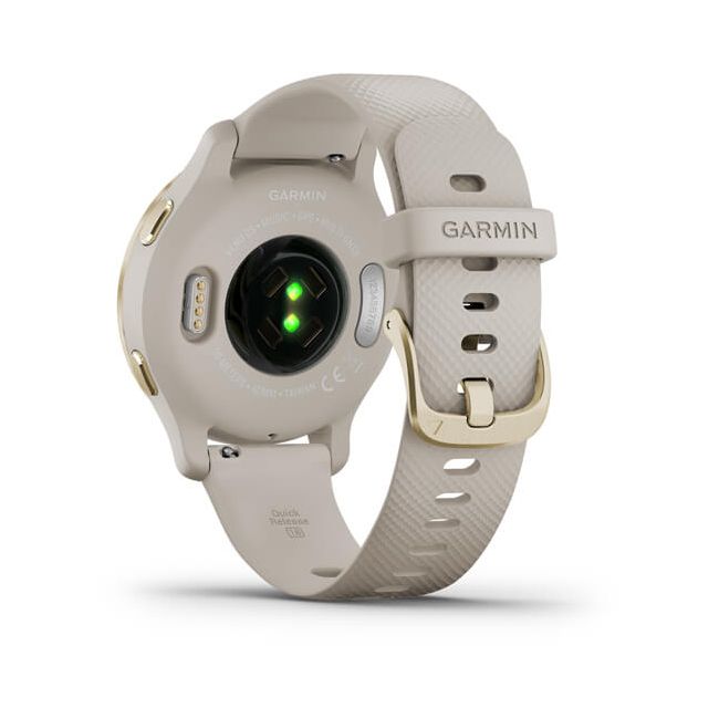 Garmin - Venu 2s smartwatch cu GPS și AMOLED - rama light gold și carcasă light sand cu brățară din silicon