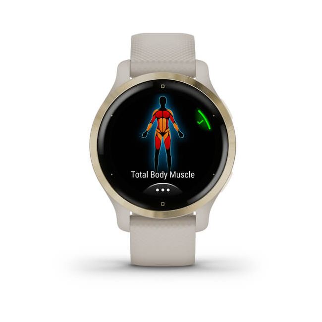 Garmin - Venu 2s smartwatch cu GPS și AMOLED - rama light gold și carcasă light sand cu brățară din silicon