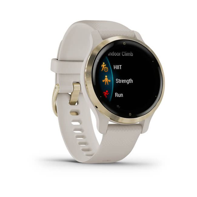 Garmin - Venu 2s smartwatch cu GPS și AMOLED - rama light gold și carcasă light sand cu brățară din silicon