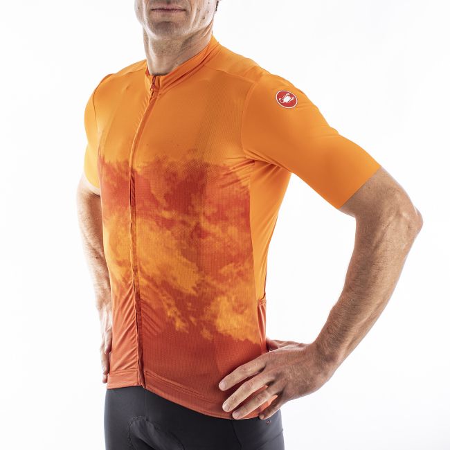 Castelli - tricou pentru ciclism cu maneca scurta Polvere Jersey - portocaliu deschis inchis