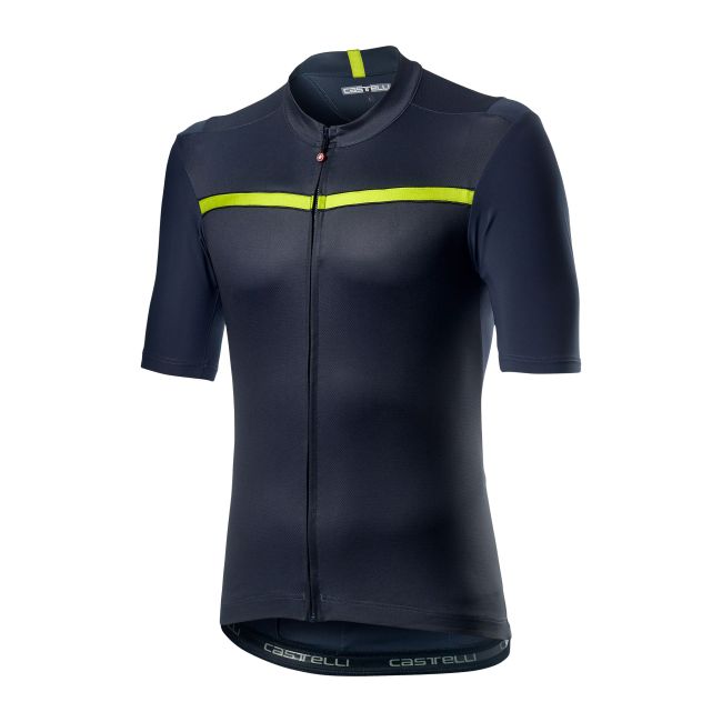 Castelli - tricou pentru ciclism cu maneca scurta Unlimited Jersey - albastru inchis verde Chartreuse