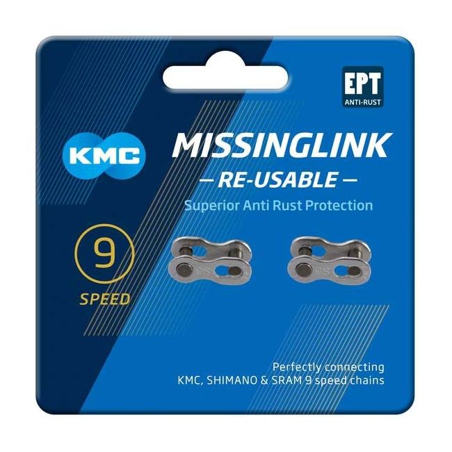 Kmc - za rapida Lant Bicicleta (element individual) Missing Link  9R Silver 9 Viteze, re-utilizabil - argintiu